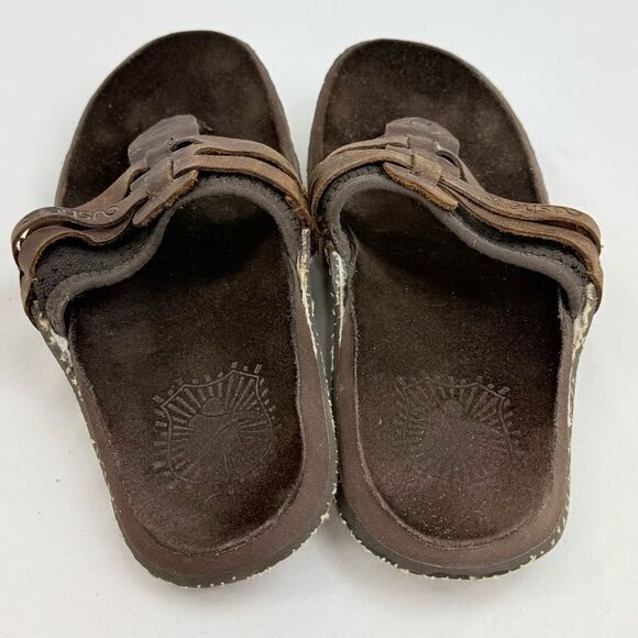 Cushe MANUKA Brown Leather Woven Upper Thong Toe Slip on Flipflop Sandals main image 12